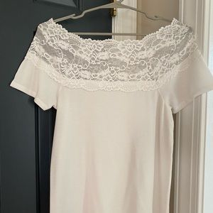 Women’s white shirt with lace top size medium